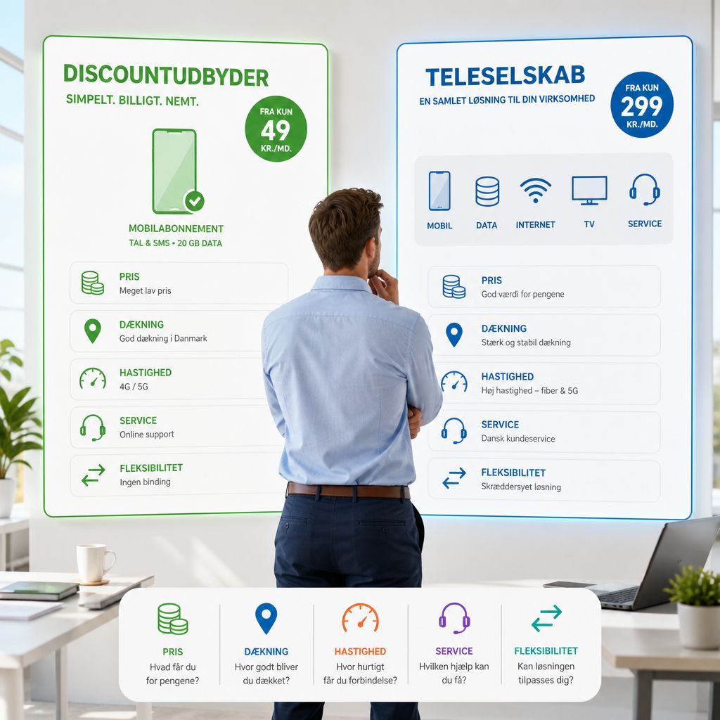 Valget mellem discountudbyder og teleselskab